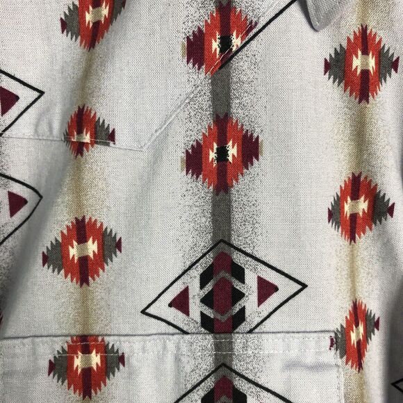 Vintage Wrangler Button Up Shirt Mens 2X Aztec Western Pearl Snap Long Sleeve - Picture 5 of 12